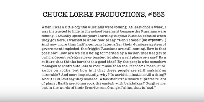 The opinion of the creator and screenwriter of TBV Chuck Lorre about Russia and its inhabitants - Теория большого взрыва, Chuck Lorry, Serials, Russia, Translation