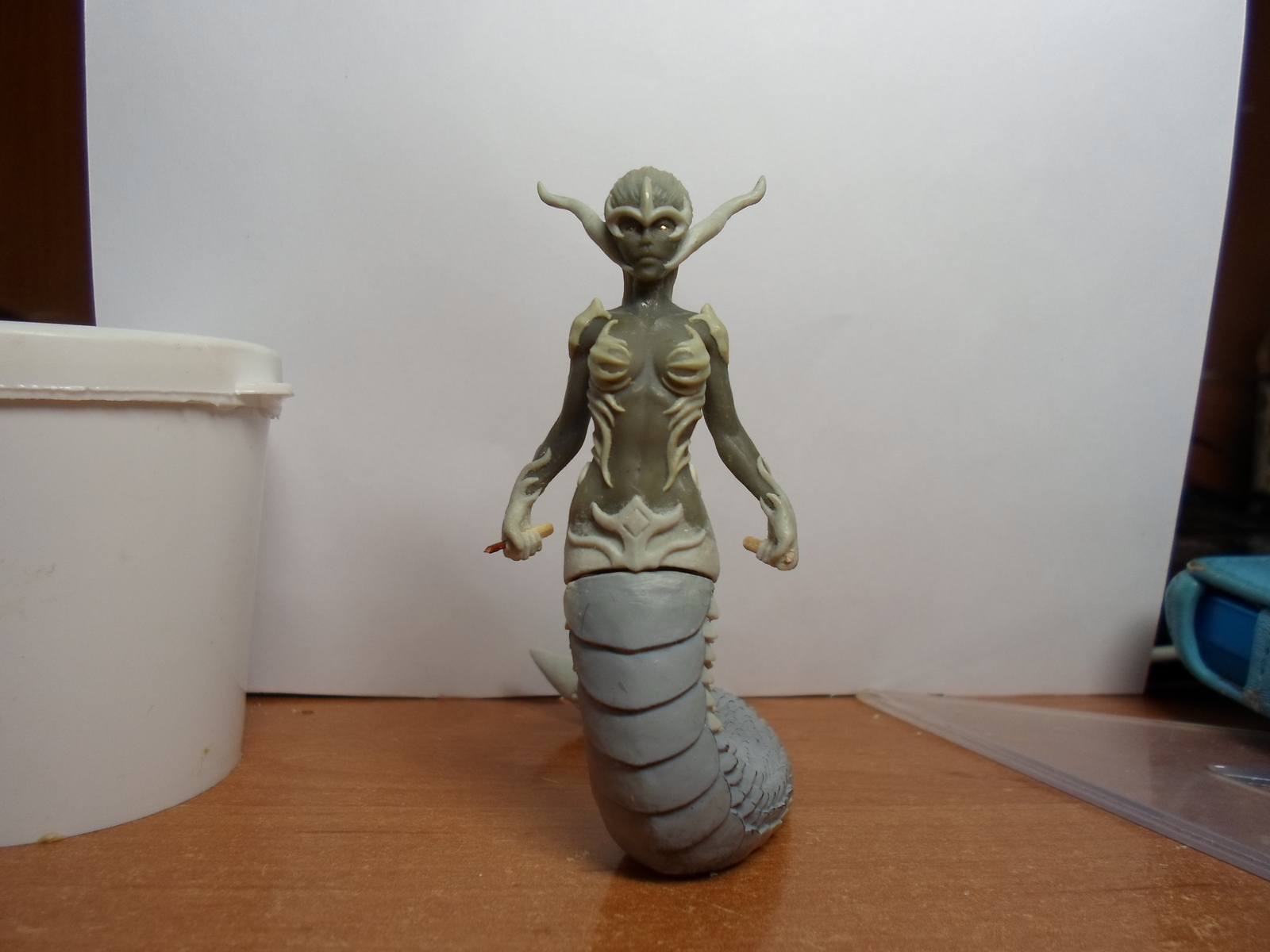 Naga, a little bit of the process of the new figurine - My, Naked, , Process of creation, Лепка, Miniature, With your own hands, Fantasy, Polymer clay, Longpost, Creation