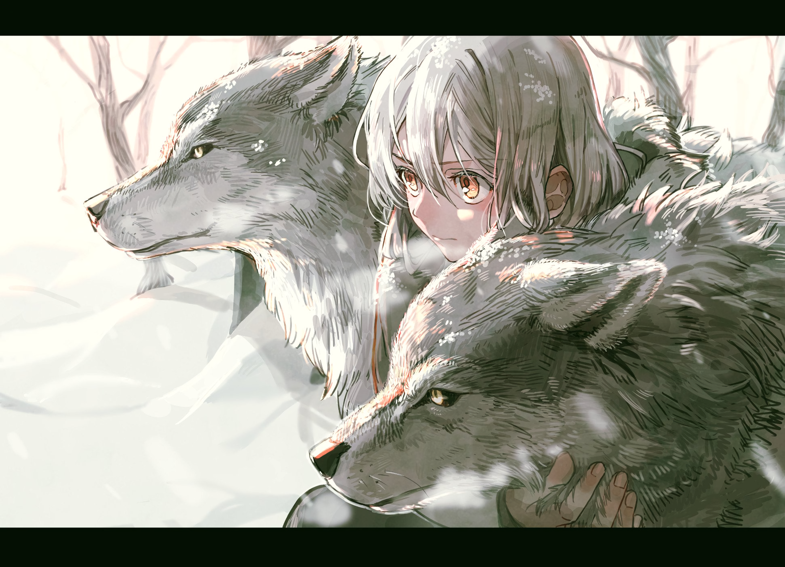 Волк и олень красивый арт