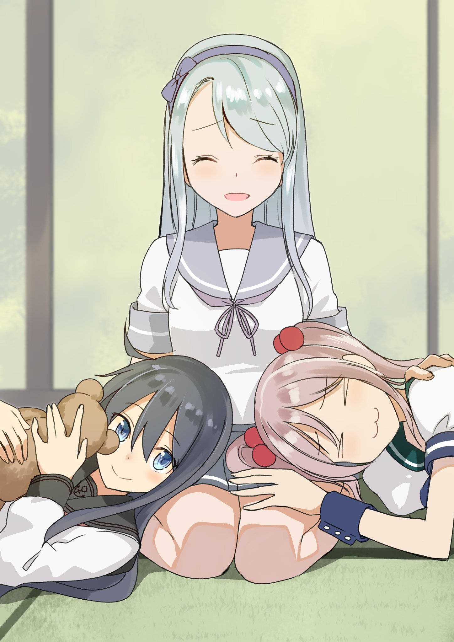 It's good when sisters get along - Kantai collection, Sagiri, Akatsuki, Sazanami, Not anime, Games