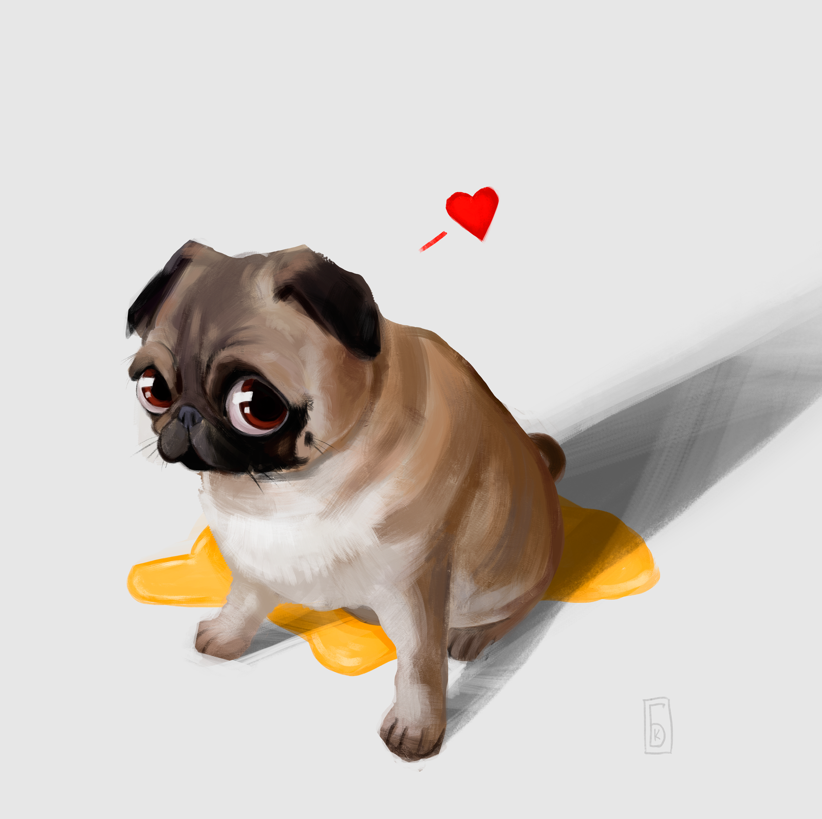 Pug - My, Images, Art, Drawing, Pug, Milota, Digital drawing, Dog