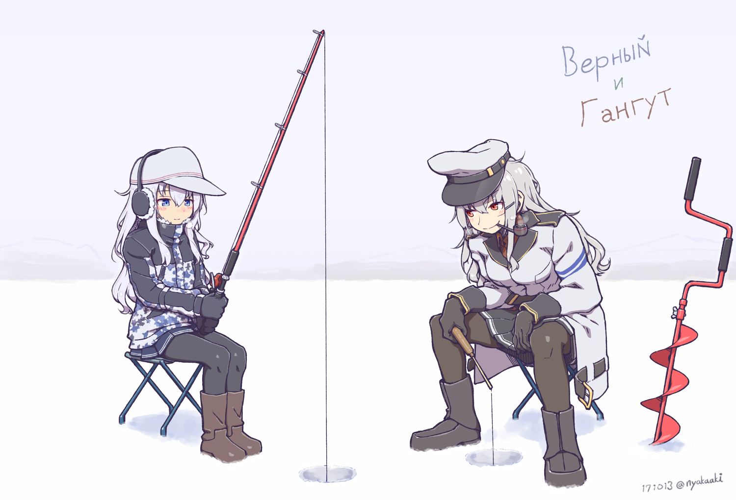 Gangut and Faithful - Kantai collection, Gangut, Verniy, Hibiki, Anime, Anime art, Saury event, Longpost