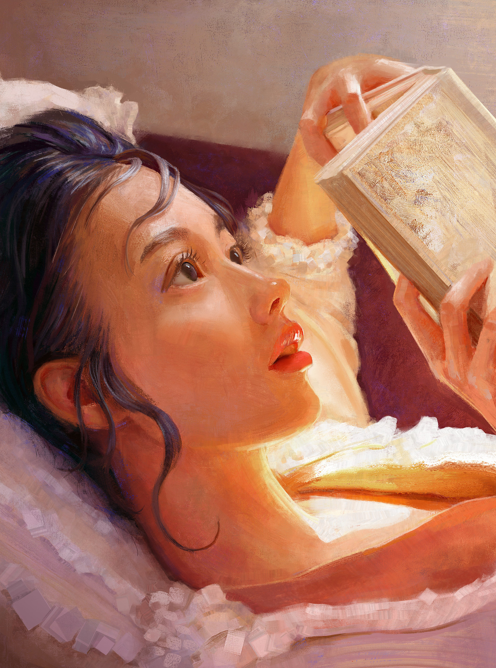 Under hypnosis. - Hypnosis, Reading, Books, Girls, Portrait, 2D, Art