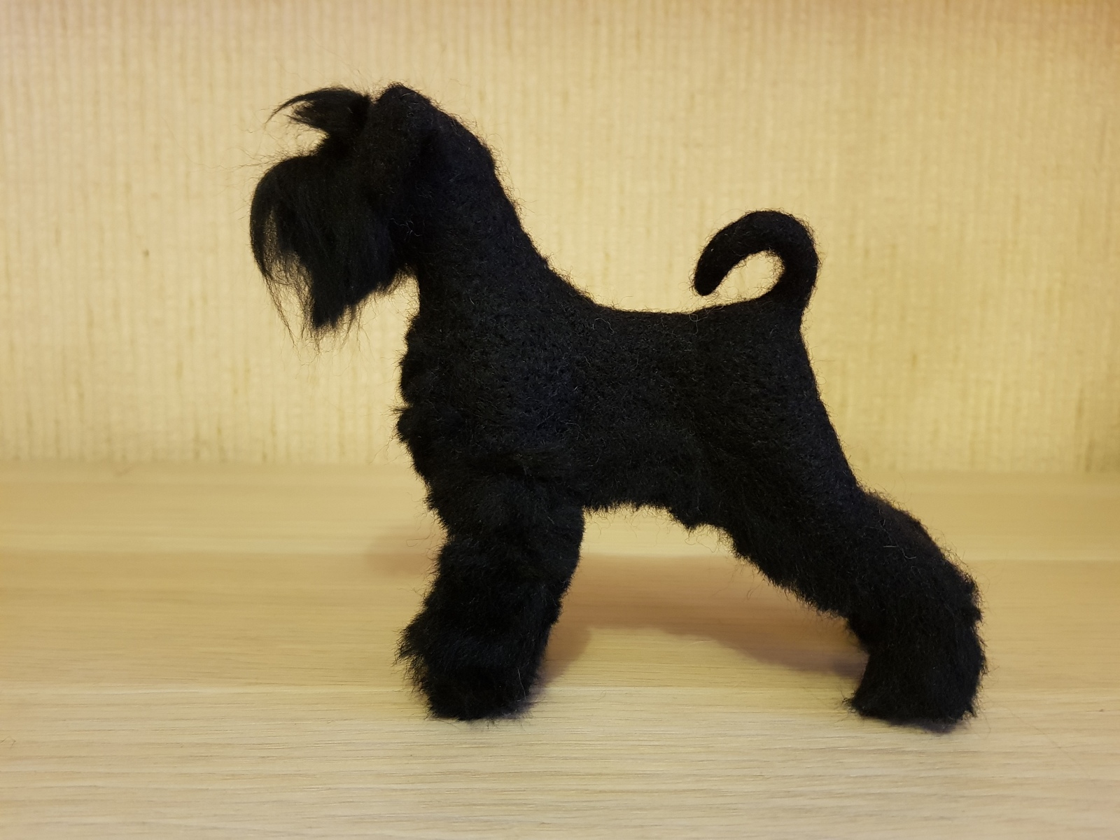 Here, I got such a schnauzer. Made in the technique of dry felting. - My, Dog, Dog breeds, Animals, Miniature schnauzer, Giant schnauzer, Handmade, Dry felting, Wallow