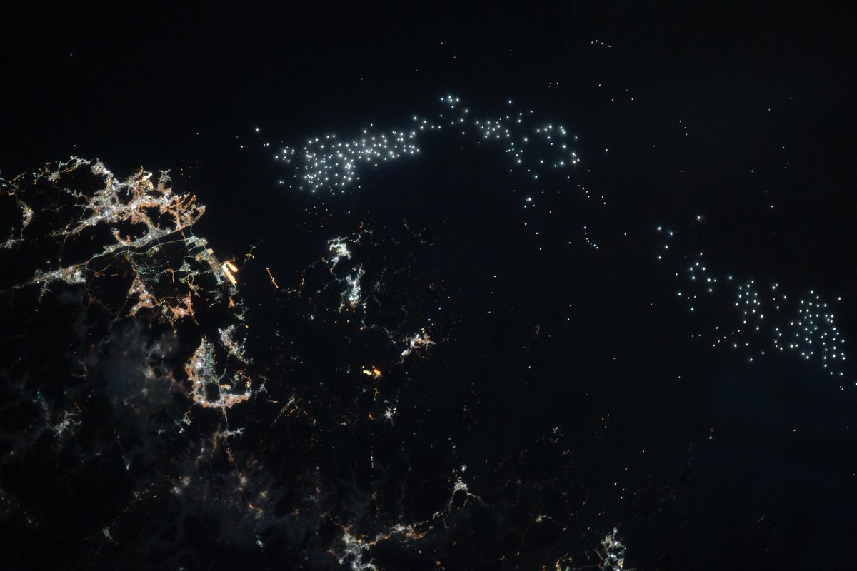 Just fishing boats near Japan - Fishing, Ship, Japan, ISS, Pictures from space, Sergey Ryazansky