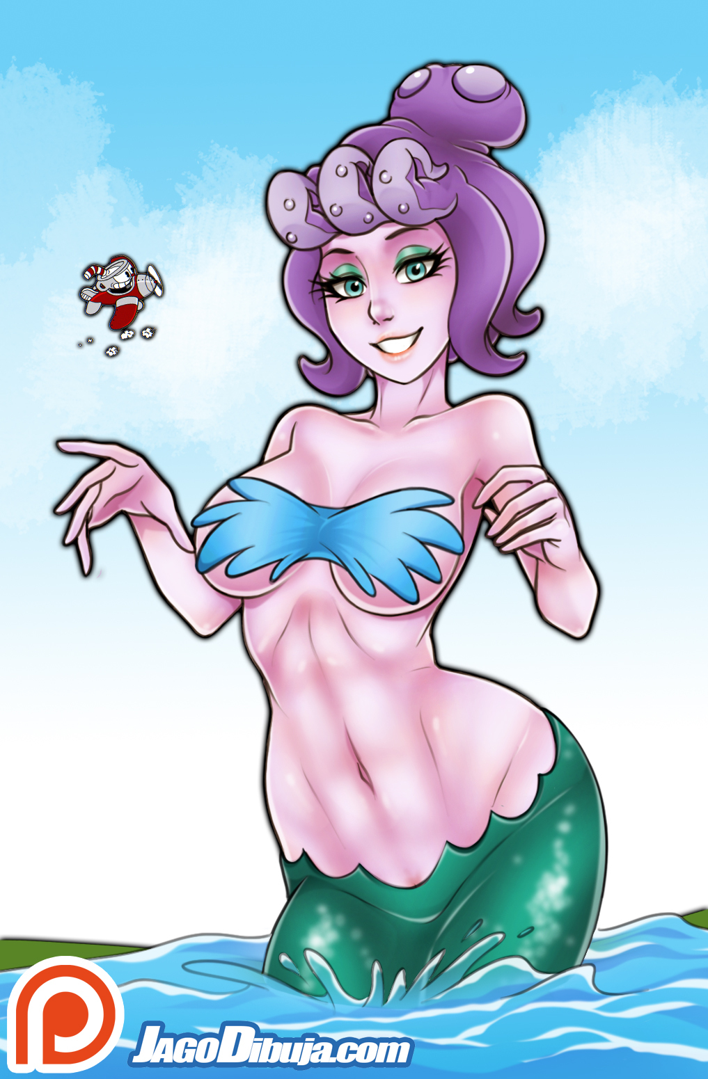 Cala Maria (Cuphead) (Phase 1 & 2) - NSFW, Jago, Арт, Cuphead, Cala Maria, Длиннопост