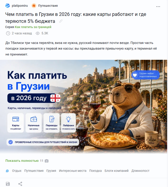 А зачем здесь рекламируют отдых в Грузии?