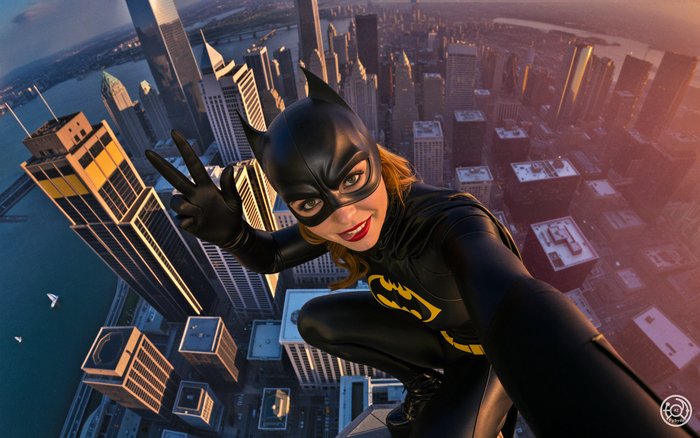 Batgirl selfie over the city