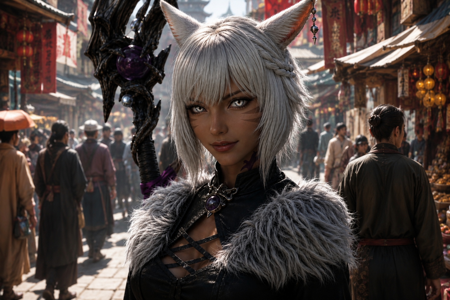 Котейка с FF Y'shtola - Моё, Контент нейросетей, Арты нейросетей, Final Fantasy, Yshtola