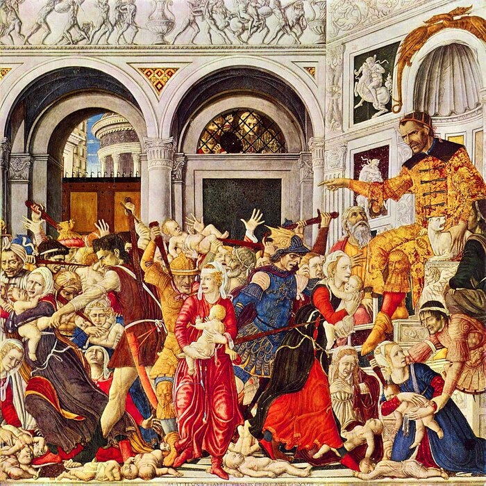 Ирод и избиение младенцев. (Худ. Маттео ди Джованни, 1488 год).