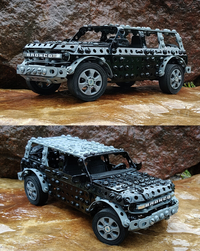 Ford Bronco из металлического конструктора, проволоки, резины и картона. Диски 3D печать