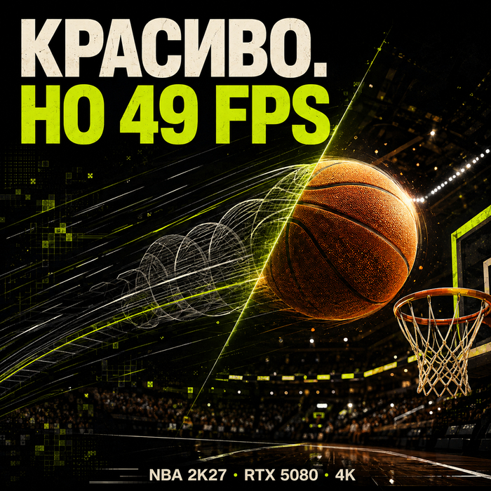 DLSS 5 в NBA 2K27: со 183 до 49 FPS в одном тесте
