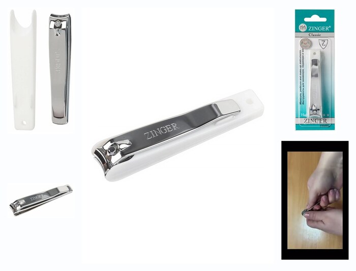 Книпсер для ногтей Zinger SLN-604-C3 white box Classic, 9 см, с контейнером, нержавеющая сталь