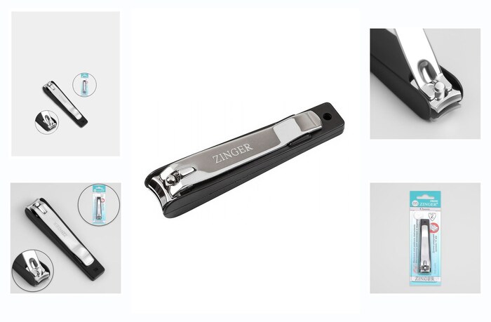 Книпсер для ногтей ZINGER SLN-604-C4 Classic, 9 см, с контейнером для ногтей, черный/серебристый