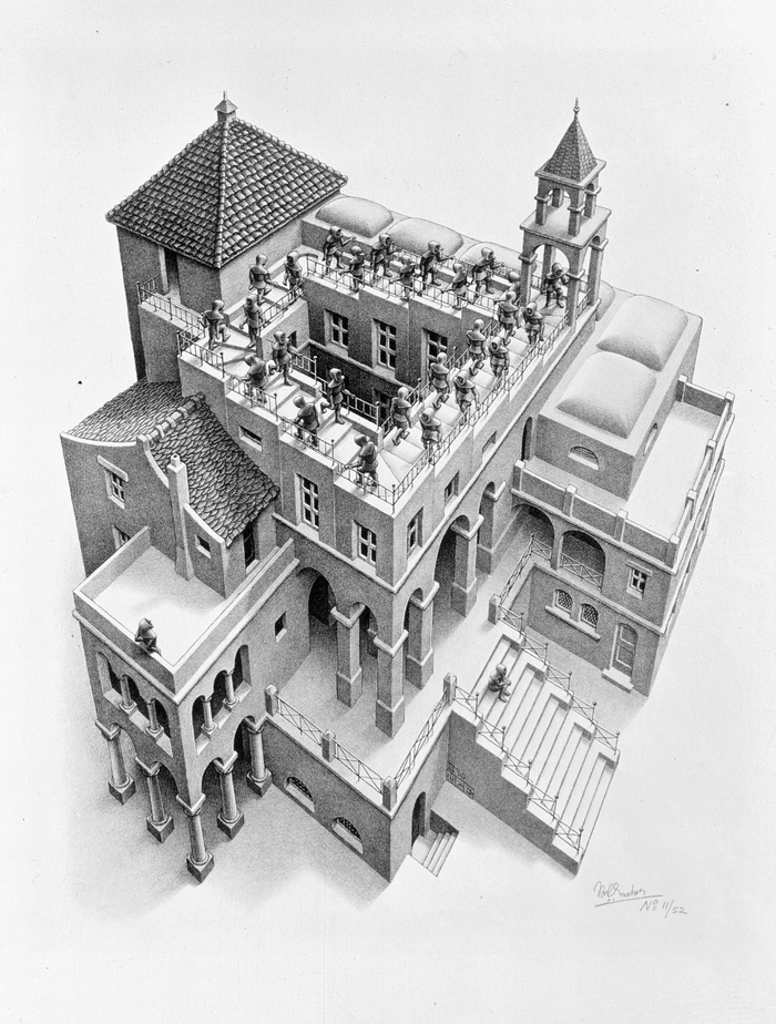 Литография «Восхождение и нисхождение» (Ascending and Descending) Маурица Корнелиса Эшера, созданная в 1960 году