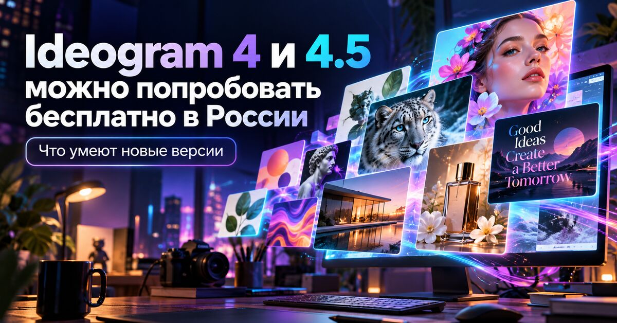 Ideogram 4 и 4.5 можно попробовать бесплатно в России: что умеют новые ...