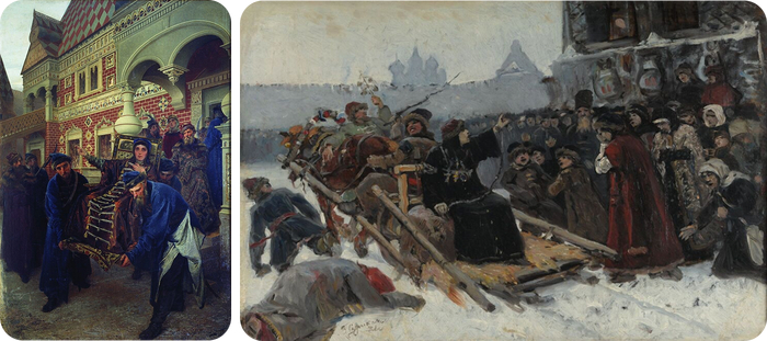 Александр Литовченко. Боярыня Морозова. 1885 год. Василий Суриков. Боярыня Морозова. Эскиз. 1881 год