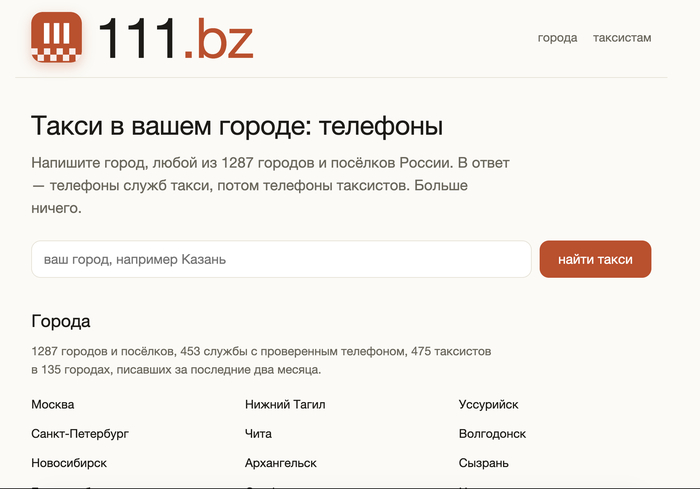 Телефоны Таксопарков и Таксистов в вашем городе
