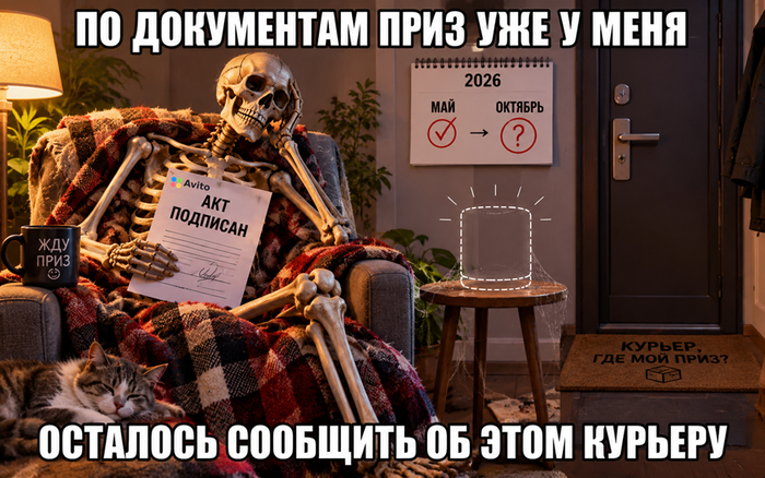 Мем про ожидание приза. Кажется, акт добрался быстрее колонки.