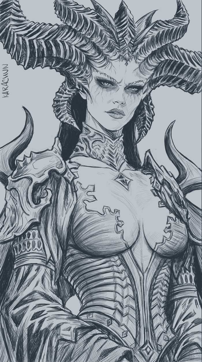 скетч Lilith (игра Diablo IV), художник Кристина Карачун