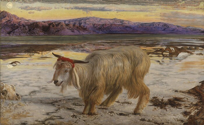 Козёл отпущения». Подпись: «Уильям Холман Хант. Козёл отпущения, 1854–1856