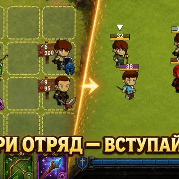 Тактическая RPG о героях, построении отряда и сражениях с волнами монстров. Нанимайте бойцов, развивайте классы и проходите кампании. (скриншот 1)