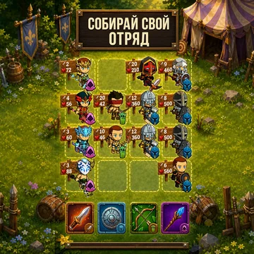 Тактическая RPG о героях, построении отряда и сражениях с волнами монстров. Нанимайте бойцов, развивайте классы и проходите кампании. (скриншот 3)
